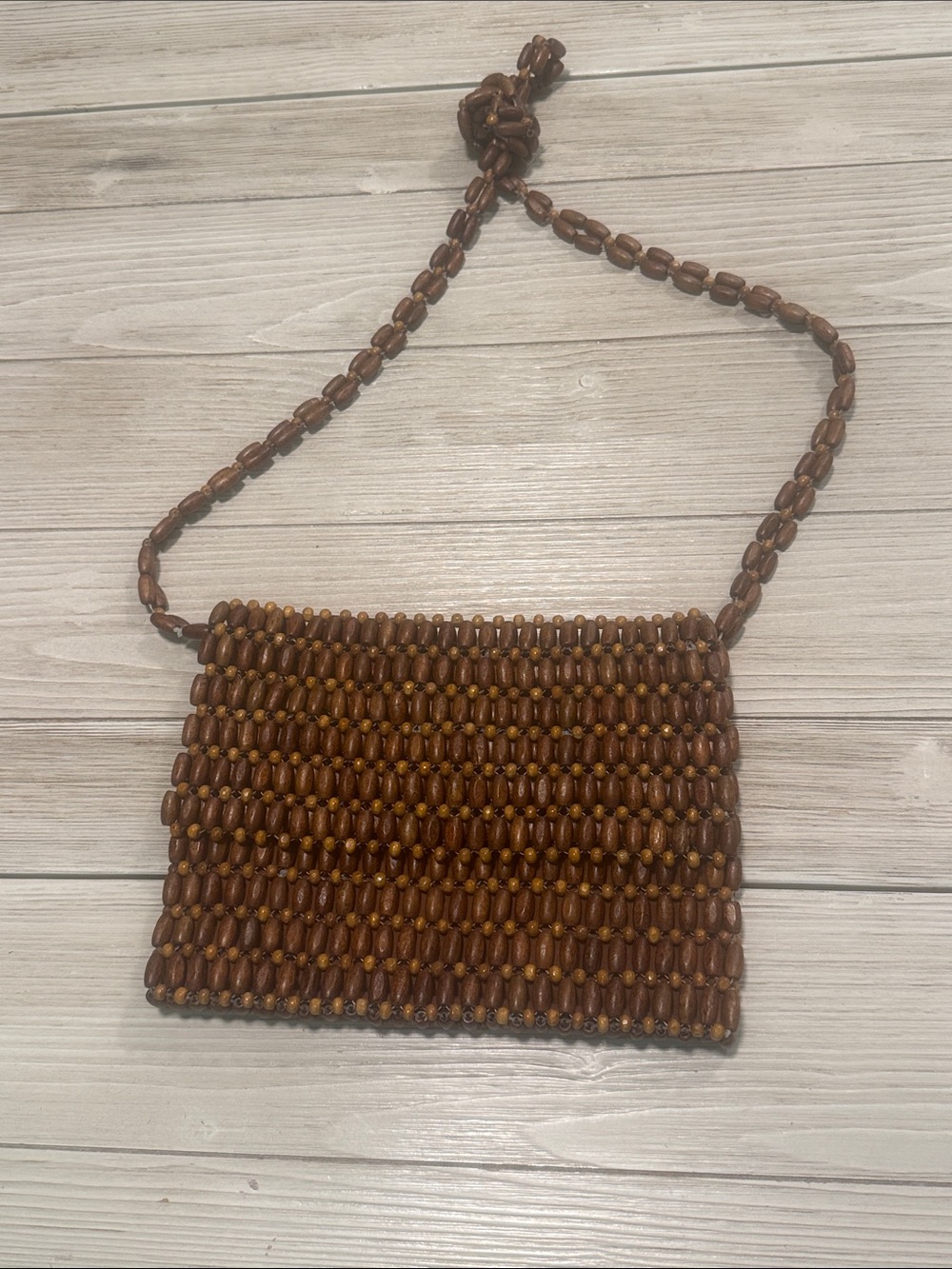 Handcrafted Brown Beaded Crossbody Bag